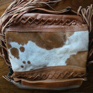 Cowhide with fringe bag